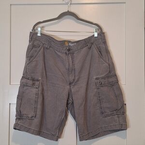 Carhartt Canvas Relaxed Fit Cargo Shorts Gray Cotton Size 40